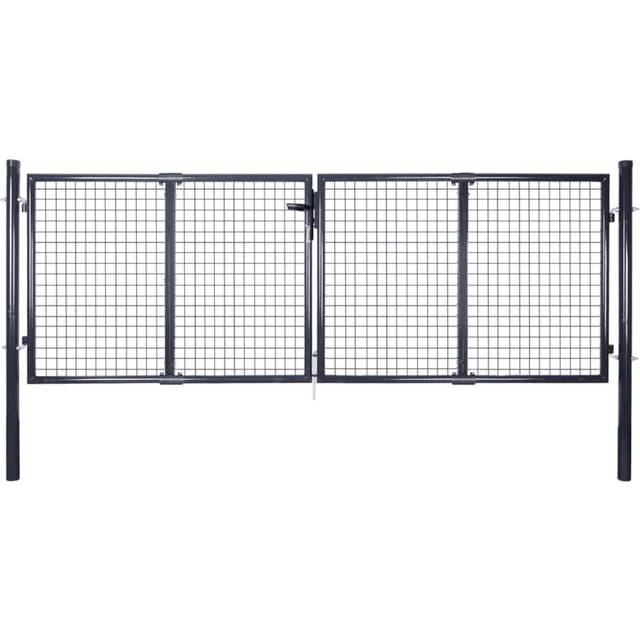 vidaXL Mesh Garden Gate Galvanised Steel 289x100 cm Grey