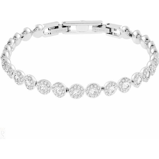Swarovski änglaarmband, rund skuren, vit, Rhodiumpläterad