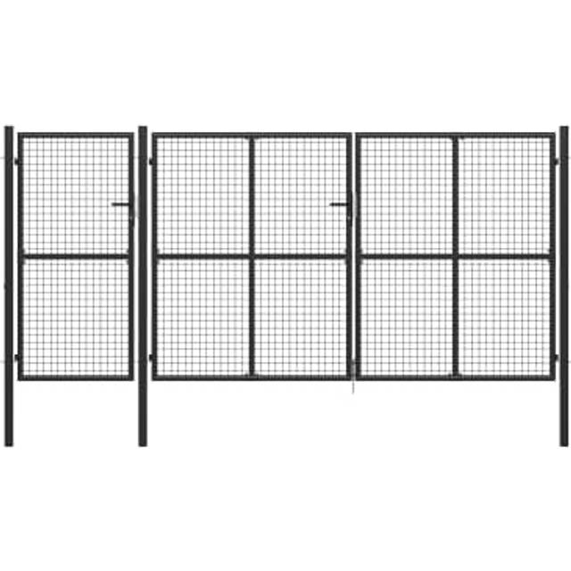 vidaXL Mesh Garden Gate Galvanised Steel 400x175 cm Grey - Anthracite