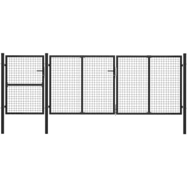 vidaXL Mesh Garden Gate Steel 390x125 cm Green