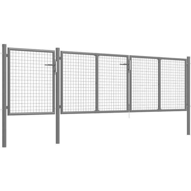 vidaXL Mesh Garden Gate Steel 390x75 cm Green