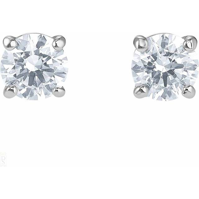 Stilla Attract stud earrings, Round cut, White, Rhodium plated - M