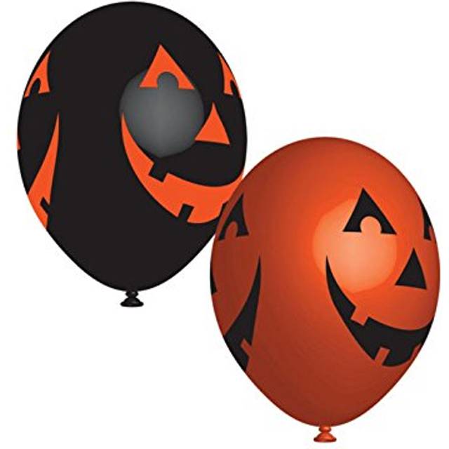 Amscan Latex Balloons Smiling Pumpkin Orange/Black 6-pack