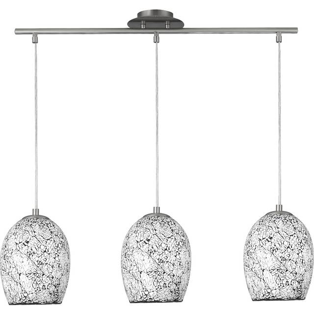 Searchlight 8069-3WH Crackle - 3 Light White Glass Pendant