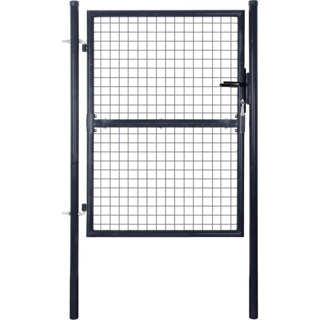 vidaXL Mesh garden Gate Galvanised Steel 85.5x100cm Grey Outdoor Fencing Door