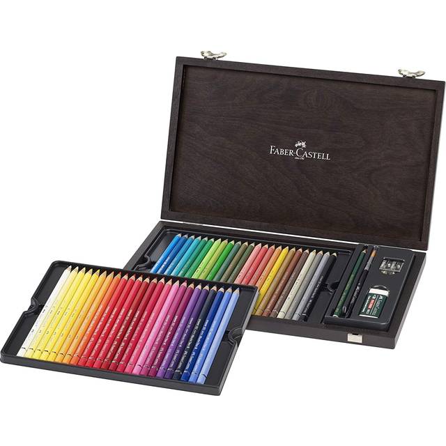 Faber-Castell 117506 Albrecht Dürer Akvarellfärgpennor, Trälåda om 48 Akvarellfärgpennor med 3,8 mm Tjocka Blyertsspetsar, Inkluderar Pensel, Pennvässare och Radergummi