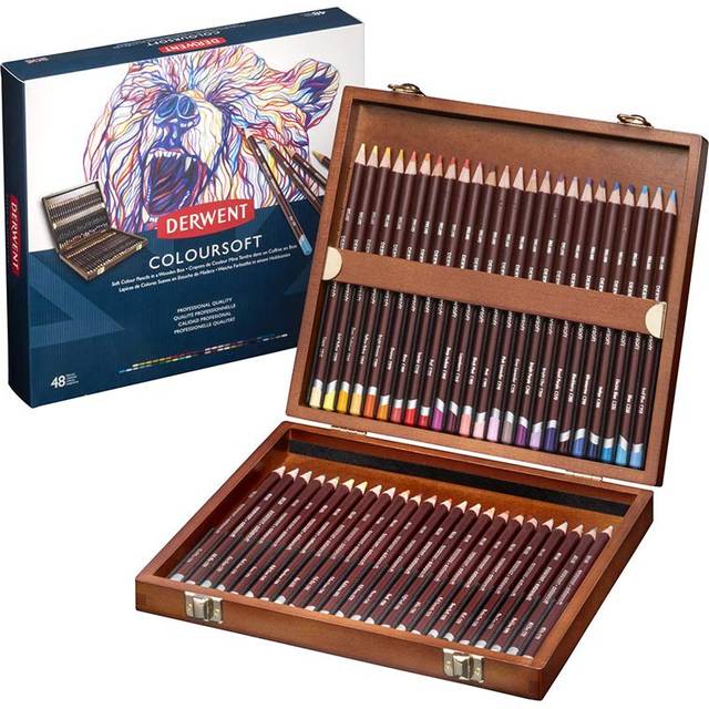 Derwent Coloursoft Pencils Wooden Box Set of 48