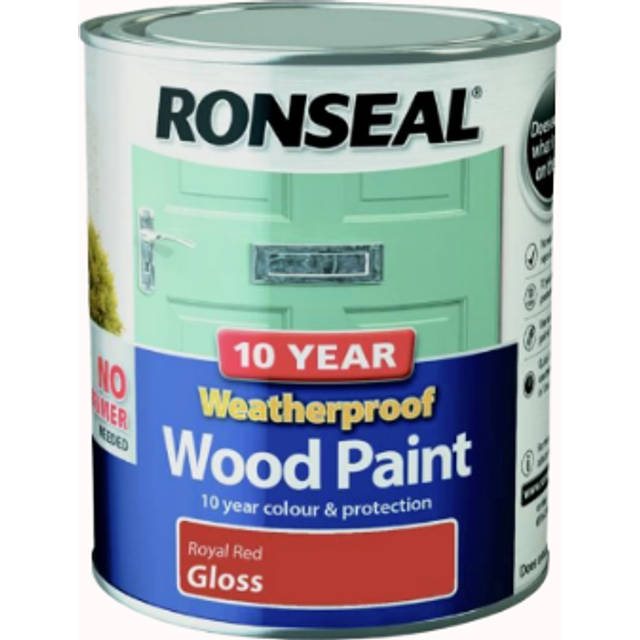 (Royal Red Gloss) Ronseal Weatherproof Exterior Wood Paint (750ml)