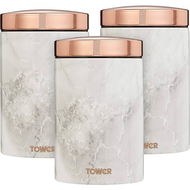 Tower Marble Rose Gold Set of 3 Canisters