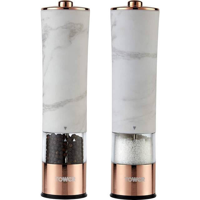 Tower Marble Rose Gold Electric Salt & Pepper Mill