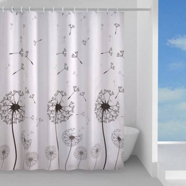 Gedy G-Desiderio 180X200, Tillverkad av PES, 100% Vattentät, vit och svart finish, FoU-design, Duschgardin med 12 ringar, 2 års garanti