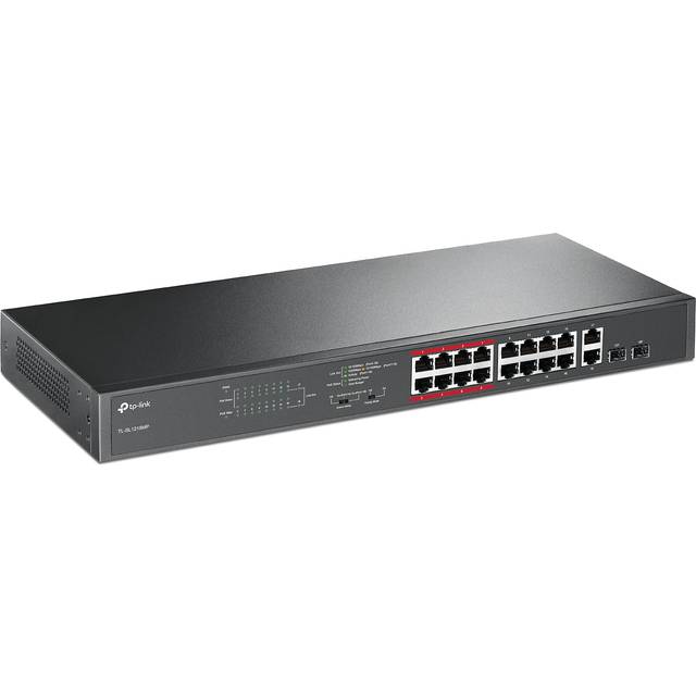 TP-Link TL-SL1218MP 16-Port 10/100 Mbps + 2-Port Gigabit Rackmount Switch with 16-Port PoE+