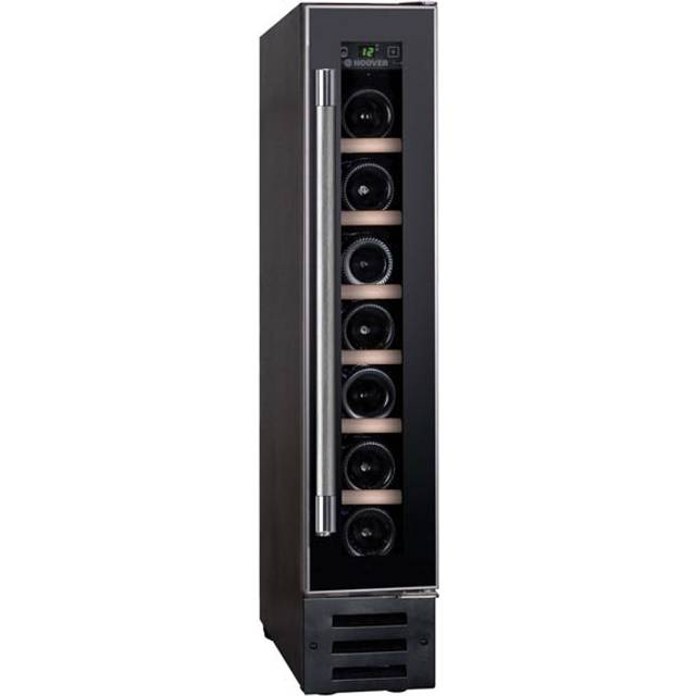 Hoover HWCB15UK Freestanding Wine Cooler, Single Zone Temperature, 7 Bottle Storage, 15cm wide, Black