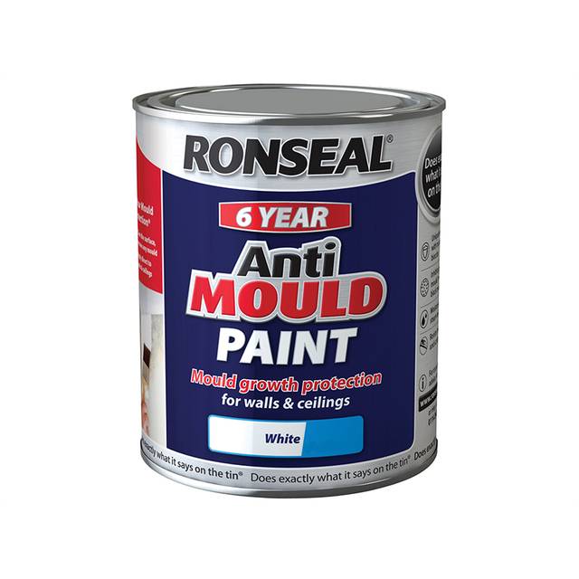 Ronseal 6 Year Anti Mould Paint White Silk 750ml RSLAMPWS750
