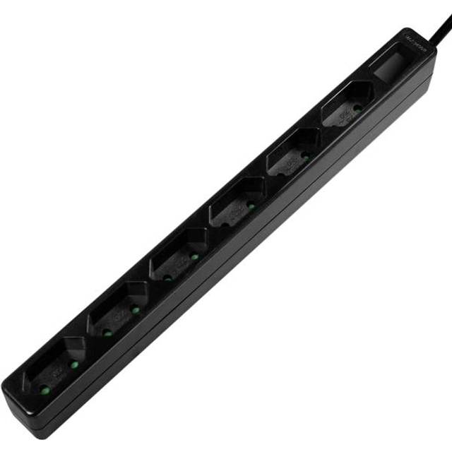 LogiLink Grenuttag Slim Euro 6vägs 1,5m Svart