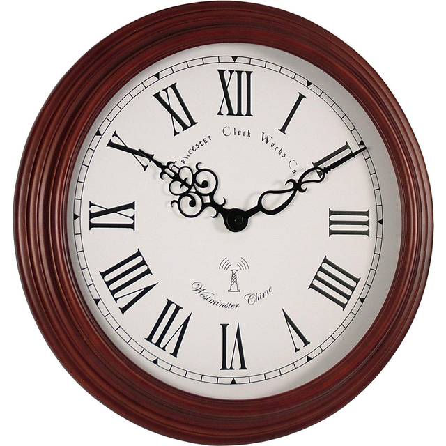 Lacock 39cm Radio Controlled Chiming Wall Clock - Walnut (39cm W X 39cm H X 10cm D)