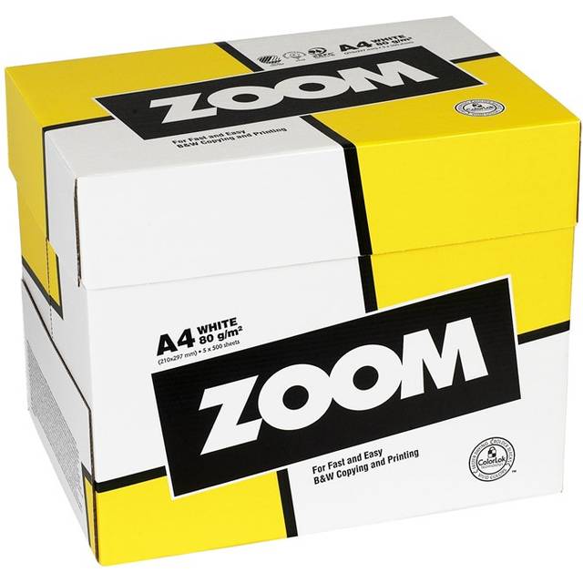 Kopieringspapper Zoom A4, ohålat, 80g, 5x500/fp