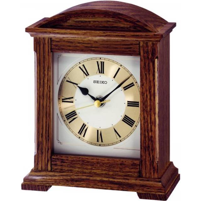 Seiko Oak Wooden Quartz Mantle Clock, Silent Sweep Seconds QXG123B