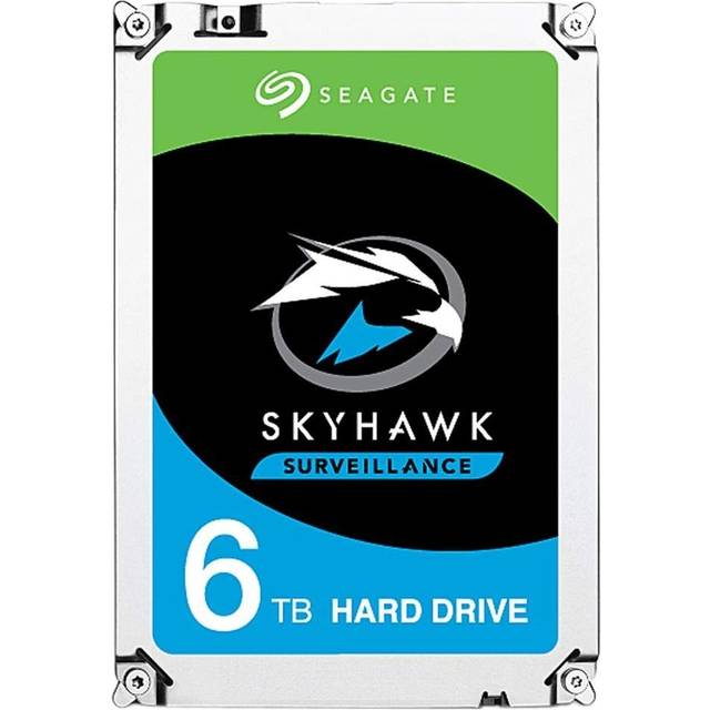 Seagate SkyHawk, 6 TB, intern hårddisk HDD, för videoinspelning med upp till 64 kameror, 3,5 tum, 64 MB cache, SATA 6 Gb/s, silver, inkl. 3 års Rescue Service (ST6000VX001)