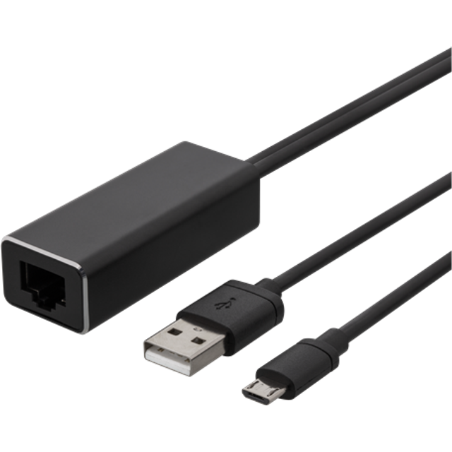 DELTACO CAST-ETHERNET - Netværksadapter - USB - 10/100 Ethernet x 1 - sort - for Google Chromecast