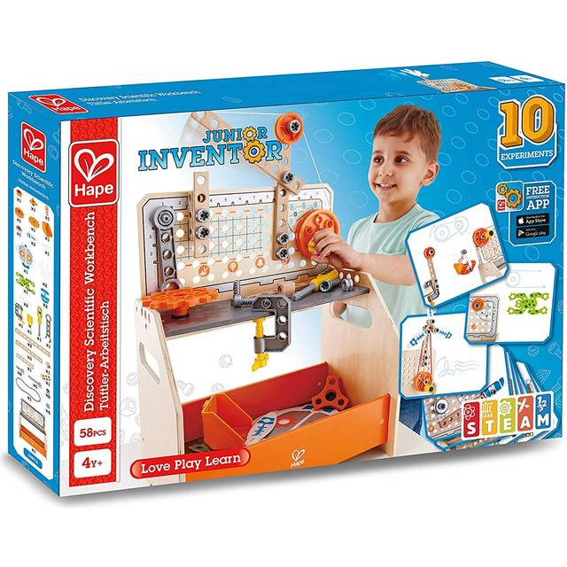 E3028 Junior Inventor Discovery Scientific Workbench, Portable Wooden Workbench - 10 Experiments