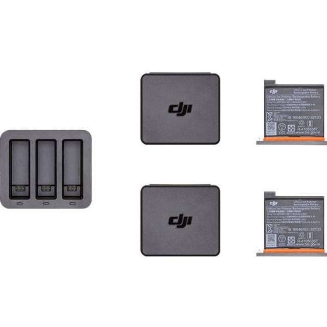DJI Osmo Action del 3 laddningssats – en laddningsstation, 2 batterier, 2 batterihölje, intelligent laddningssystem, högre effektivitet