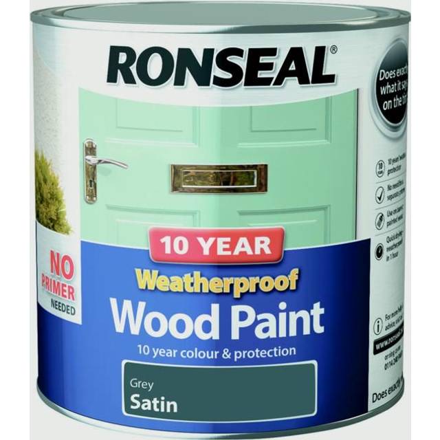Ronseal 10 Year Weatherproof Satin Wood Paint 2.5L Grey