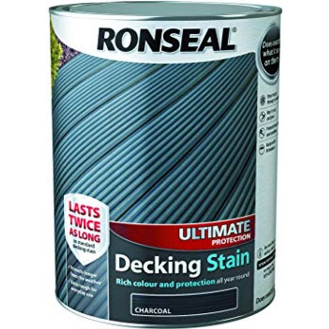 Ronseal Ultimate Protection Decking Paint, Charcoal 5L, Wood Deck Paint, Paints, Decking Paint
