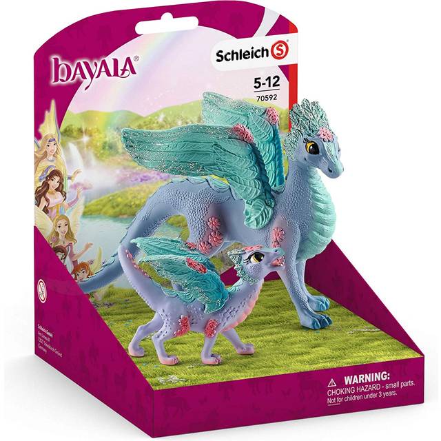 SCHLEICH Bayala Blossom Dragon Mother and Baby Toy Figures - Black