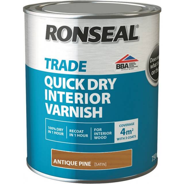 Ronseal Interior Satin Quick Dry Varnish Antique Pine 750ml