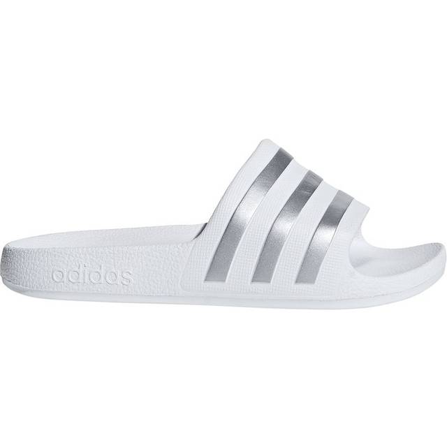 adidas unisex – barn Adilette Aqua Slides Kids DIABILDER, Cloud White/Silver Met/Cloud White, 28 EU