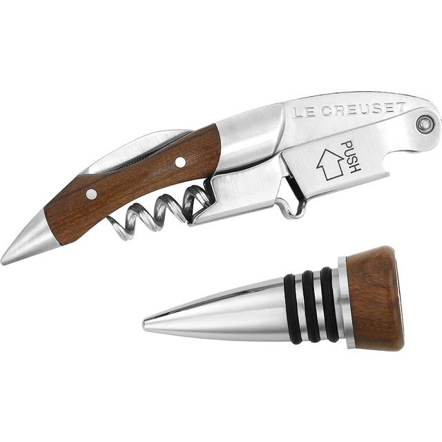 Le Creuset Gs-190 Waiters Wood and Stainless-steel Opener Stopper Gift Set