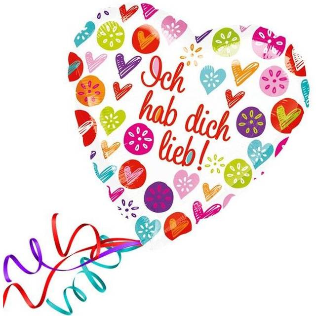 Folienballon Ich hab dich lieb!, süßer Gruß, heliumgeeignet, 35cm