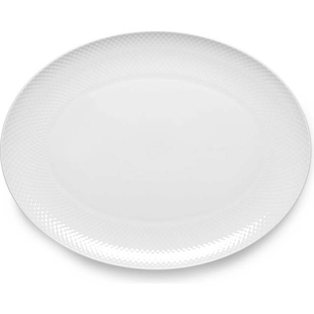 Lyngby Porcelain - Rhombe Oval serving dish 42x32 cm - Fat - White - H: 3,5 B: 42 D: 32 cm