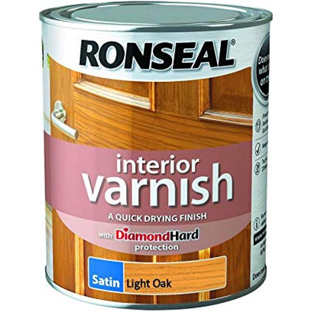 Ronseal Interior Satin Quick Dry Varnish Light Oak 750ml