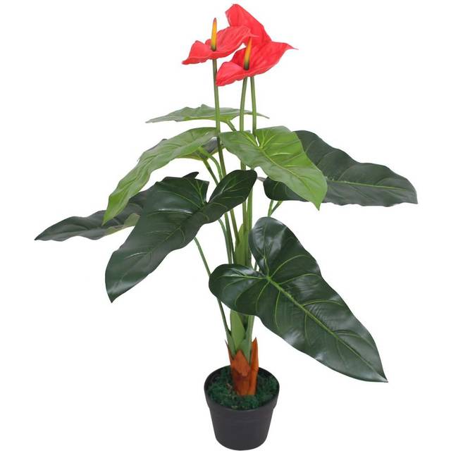 Konstväxt Flamingoblomma med kruka 90 cm röd och gul