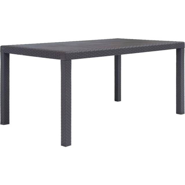 vidaXL Garden Table Anthracite 150x90x72 cm Plastic Rattan Look