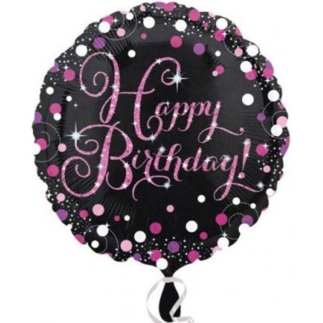 Happy Birthday Glitzerballon, Folie, 1 Stk, Ø 35cm
