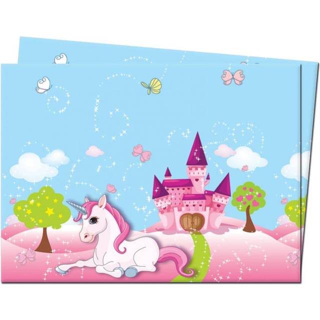 Süßes Einhorn Tischdecke, 1,2x1,8m mit Märchenschloss aus Folie