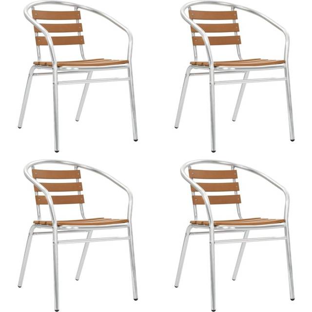 vidaXL Stackable Garden Chairs 4 pcs Aluminium and WPC Silver