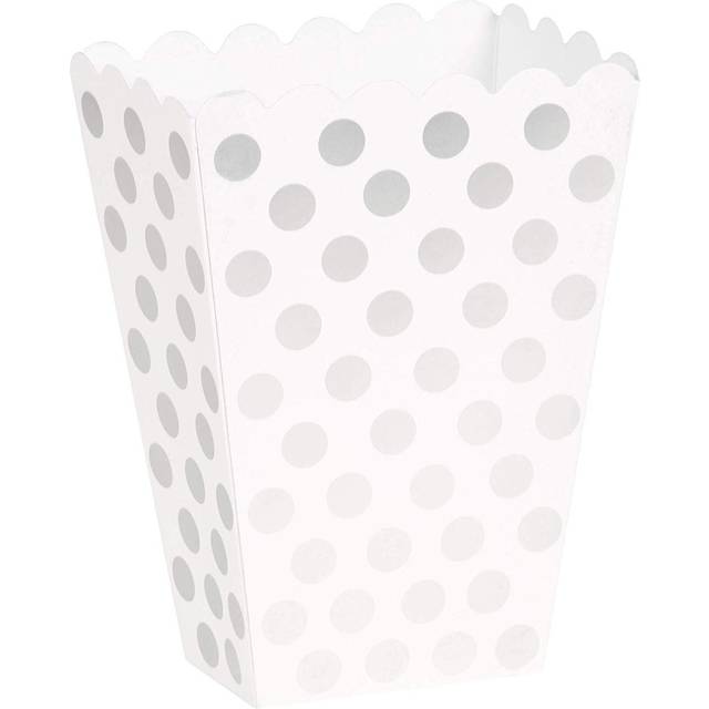 8 Silver Polka Dot Treat Boxes