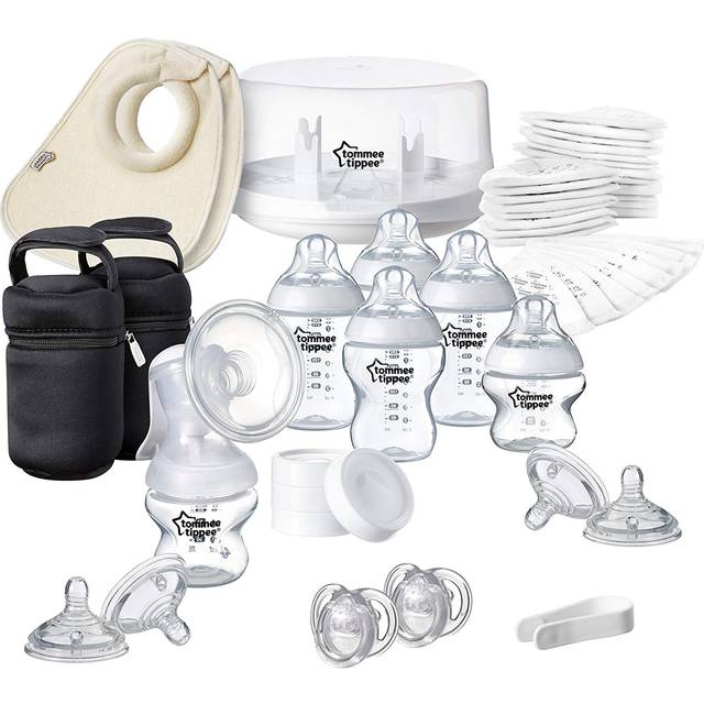 Tommee Tippee Breastfeeding Kit with Manual Breast Pump, Microwave Steriliser, Baby Bottles and Breastfeeding Accessories