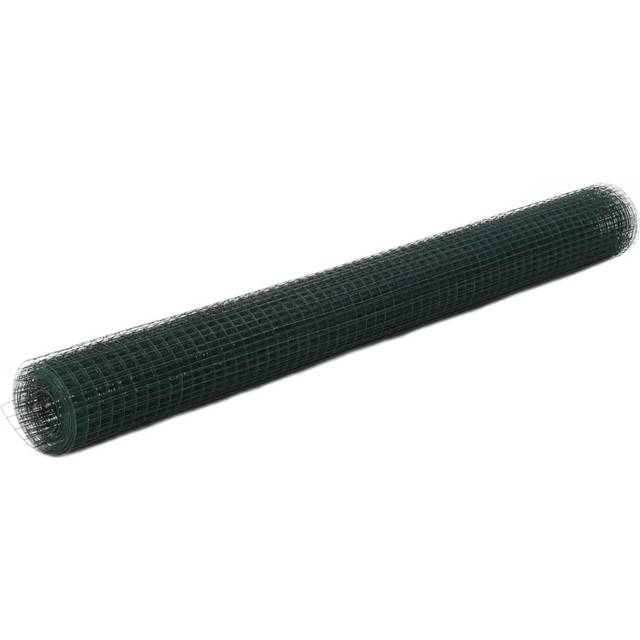 vidaXL Chicken Wire Fence Steel with PVC Coating 10x1.5 m Red