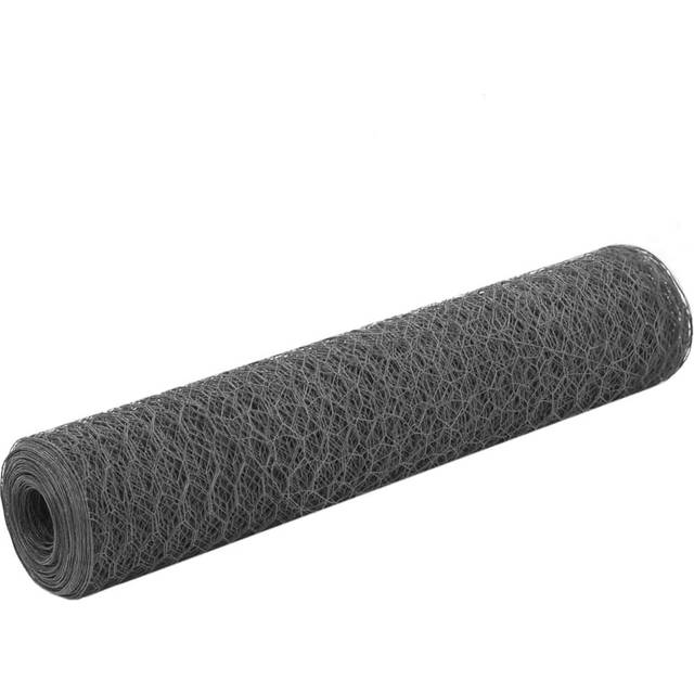 (grey, 0.75 m) vidaXL Chicken Wire Fence with PVC Coating Wire Mesh Roll Wire Fencing Net