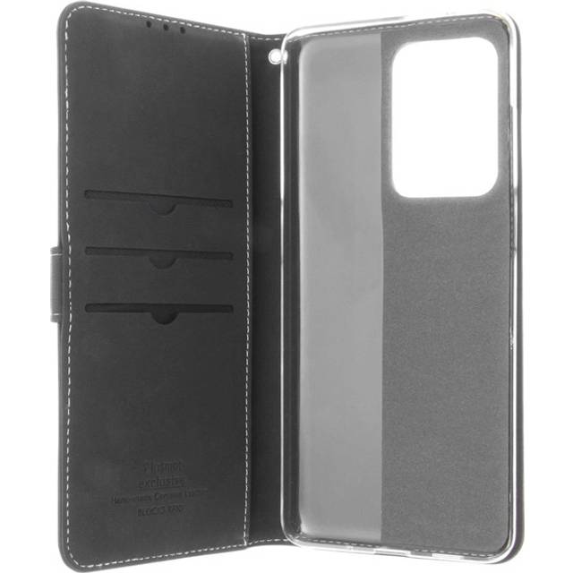 Insmat Exclusive Flip Case - Vikbart fodral för mobiltelefon - genuint läder, papper, kartong, aluminiumfolie - svart - för Samsung Galaxy S20 Ultra, S20 Ultra 5G