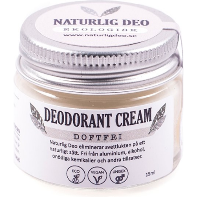 Naturlig Deo - Ekologisk Deodorantkräm Doftfri - 15 ml
