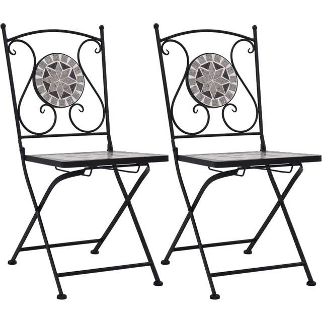 vidaXL Mosaic Bistro Chairs 2 pcs Grey