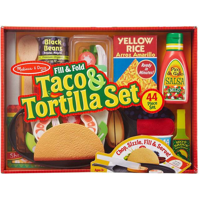 Melissa & Doug Fyll och vik taco- och tortillaset | lekmat | låtsaslek| Ålder +3 år | Present till pojke eller flicka