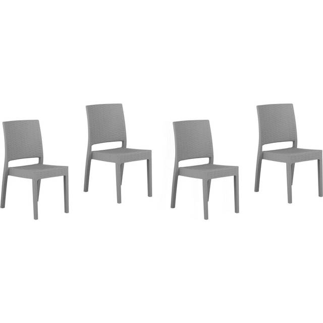 Beliani Set of 4 Garden Chairs FOSSANO Synthetic Material Light Grey, Grey
