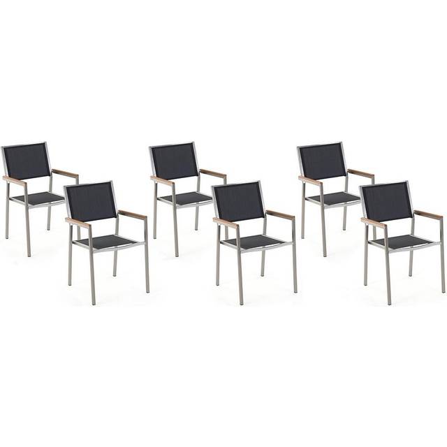 Set of 6 Garden Chairs GROSSETO Stainless Steel Grey